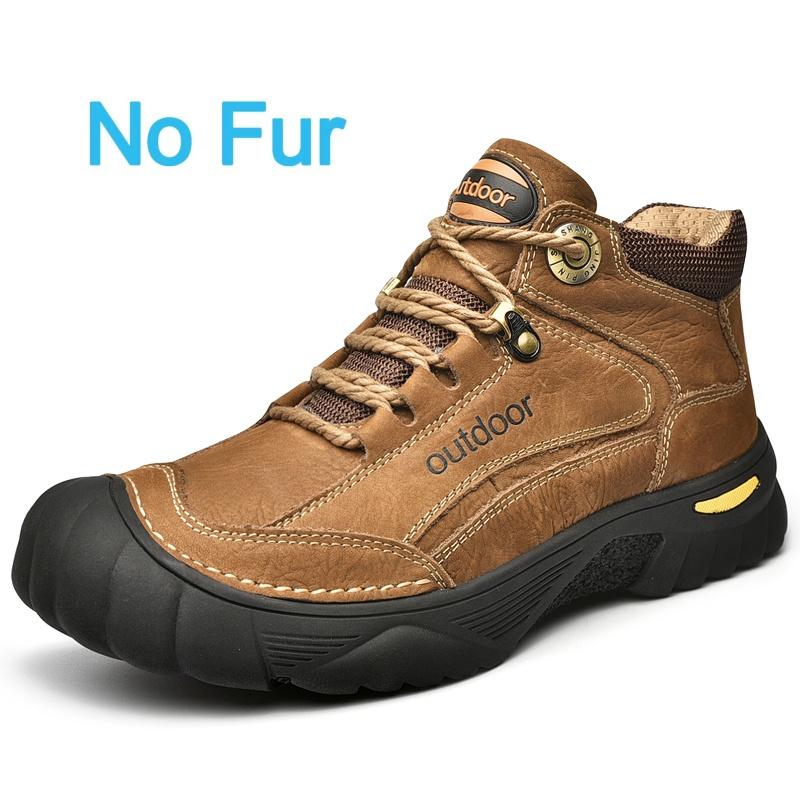 Fashion Luxury Brand Men Winter Outdoor Thick Bottom Sneaker Plush Warm Genuine Leather Walking Shoe Comfort Non-Slip Casual Hiking Shoe