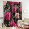 2D FLAT PRINTING 2pcs Curtains (Without Rod) Floral Elegance on Black Holiday Women is Day Printed Curtains Versatile Durable