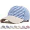 Casquette de Baseball rayée pour Hommes Femmes Vintage Beige Visière Casuelle Douce Chapeau Papa Snapback Printemps Été Casquette Visière Mode Quotidien