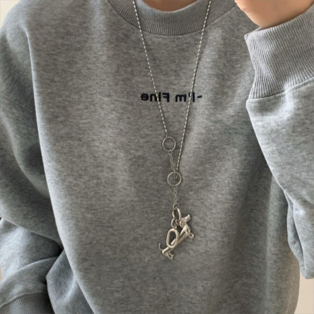 Vintage Dachshund Pendant Necklace Unique Beads Chain Long Pendant Cartoon Dog Choker  Daily Wear