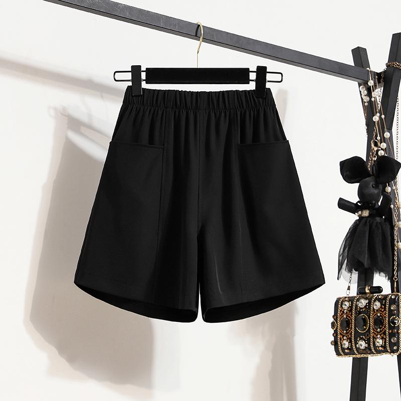 DIMANAF 2025 Plus Size Shorts Summer Women Solid Loose High Waist Casual Wide Leg Pants Short Pants Basic Harem