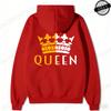 Couple Hoodies Valentines Day Matching Outfits King and Queen Printed Couple Hoodies Boyfriend Girlfriend Fleece Sweatshirts Top