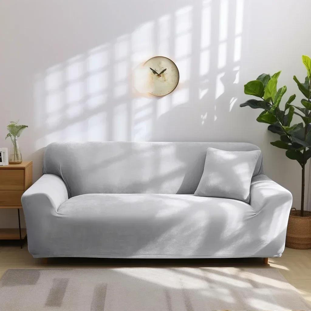 Winter Thick Sofa Covers Soft Velvet Slipcovers Furniture Protector Thick Couch Covers Washable For 1/2/3/4 Seater Living Room