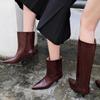 European and American Style Big Tube Minimalist Style Long Boots Women's 2025ins Wind Pointed Retro Knight Boots Thin Heel Thin Boots