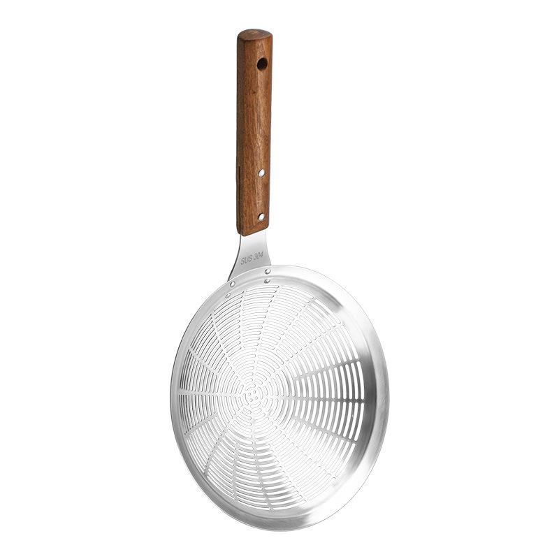 304 Stainless Steel Kitchen Large Colander Wooden Handle Strainer French Fries Filter Scoop Noodle Dumplings Sieve Skimmer