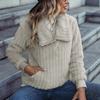 Autumn Winter Women's Round Neck Long Sleeve Pullover Zipper Casual Plush Sweater Comfortable High Quality Unique Beautiful and Most Striking Clothes