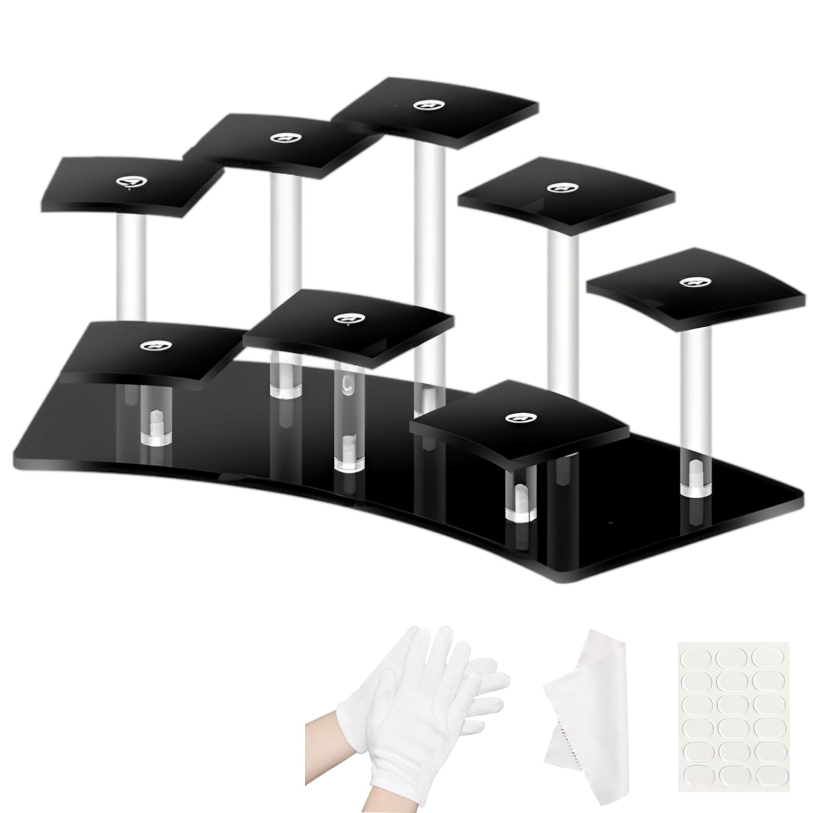 

heizi Figure Case, Collection Case, Figure Shelf, Display Case with Fixing Tape (8 Figures, Black)