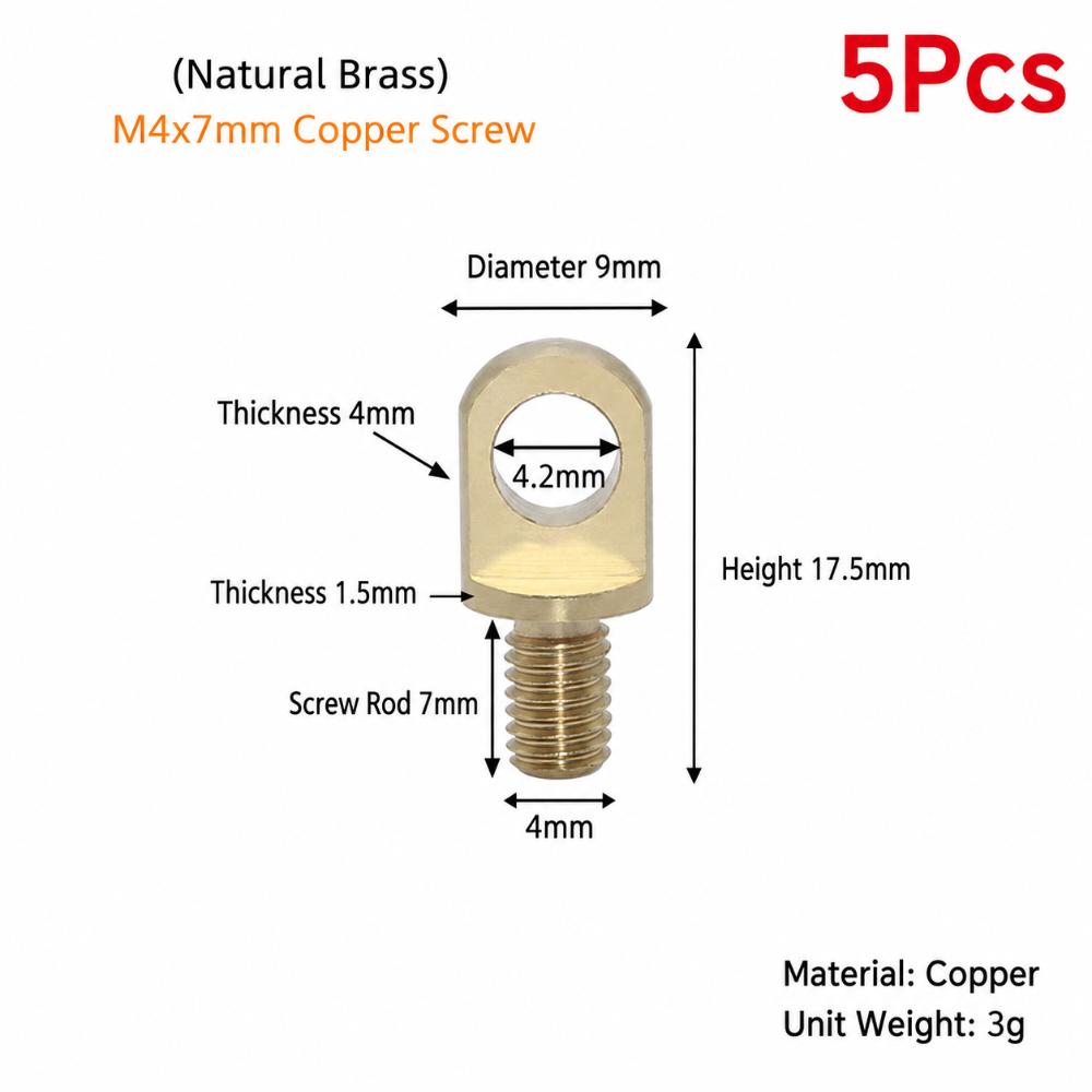 5Pcs M3-M10 Brass Eye Bolts Brass Lifting Ring Eye Bolt for Wire Rope Plant Light Suspension