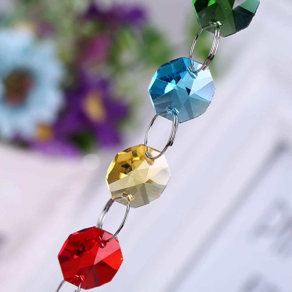Colorful Octagonal Stone Tree Of Life Crystal Glass Pendant DIY Crystal Pendant Decoration Outdoor Light And Sun Catcher Crafts