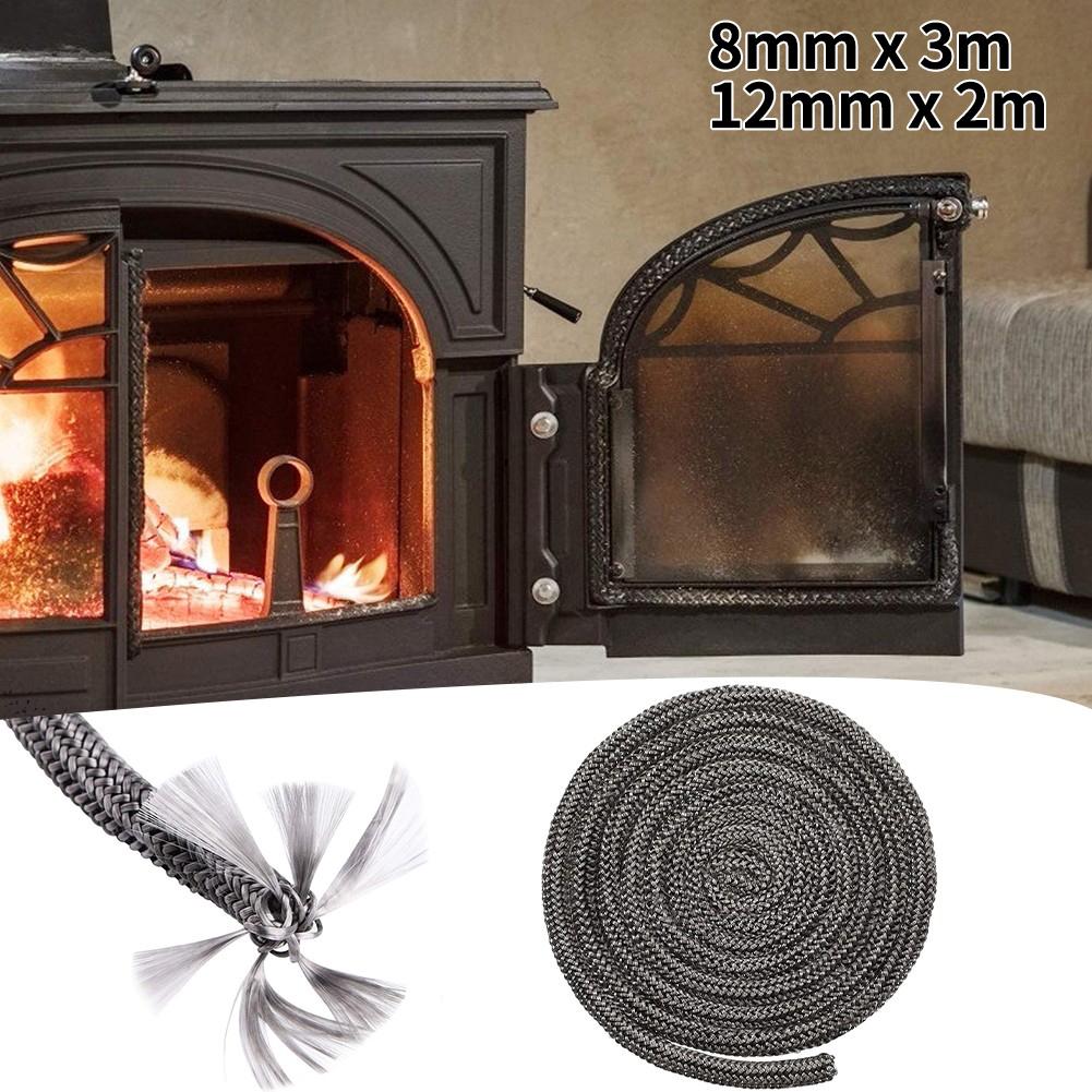 Black Rope Seal 12mm X 2m Elastic Fiberglass Industrial Oven Wood Burning Stove Doors For Boiler Good Sealing Performance