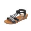 Fashion Women Wedge Sandals Summer Bohemia Rhinestones Casual Platform Middle Heel Sandals Female Peep Toe Outdoor Beach Sandales Shoe