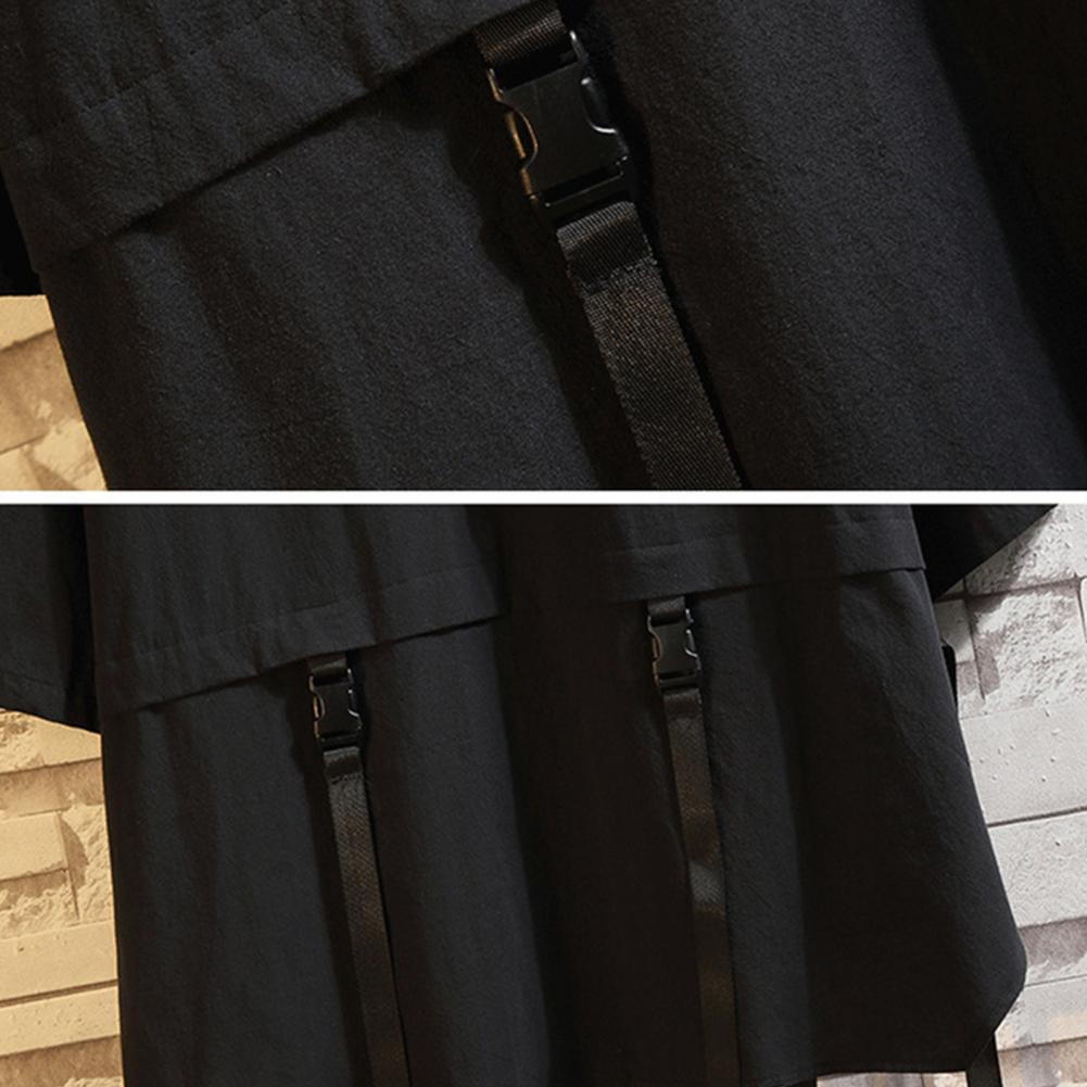 Japonská móda Muži Taoistické Róby Technologické oblečenie Ležérne Ženy s krátkym rukávom Mužská košeľa Tenké Streewear Punkové oblečenie