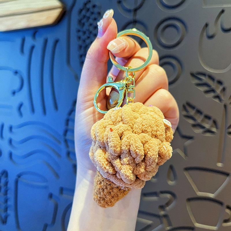 

1шт брелок для ключей в виде мороженого, идеальный для сумок, персонализированный брелок, очаровательный, прочный, из пряжи, милый, женский