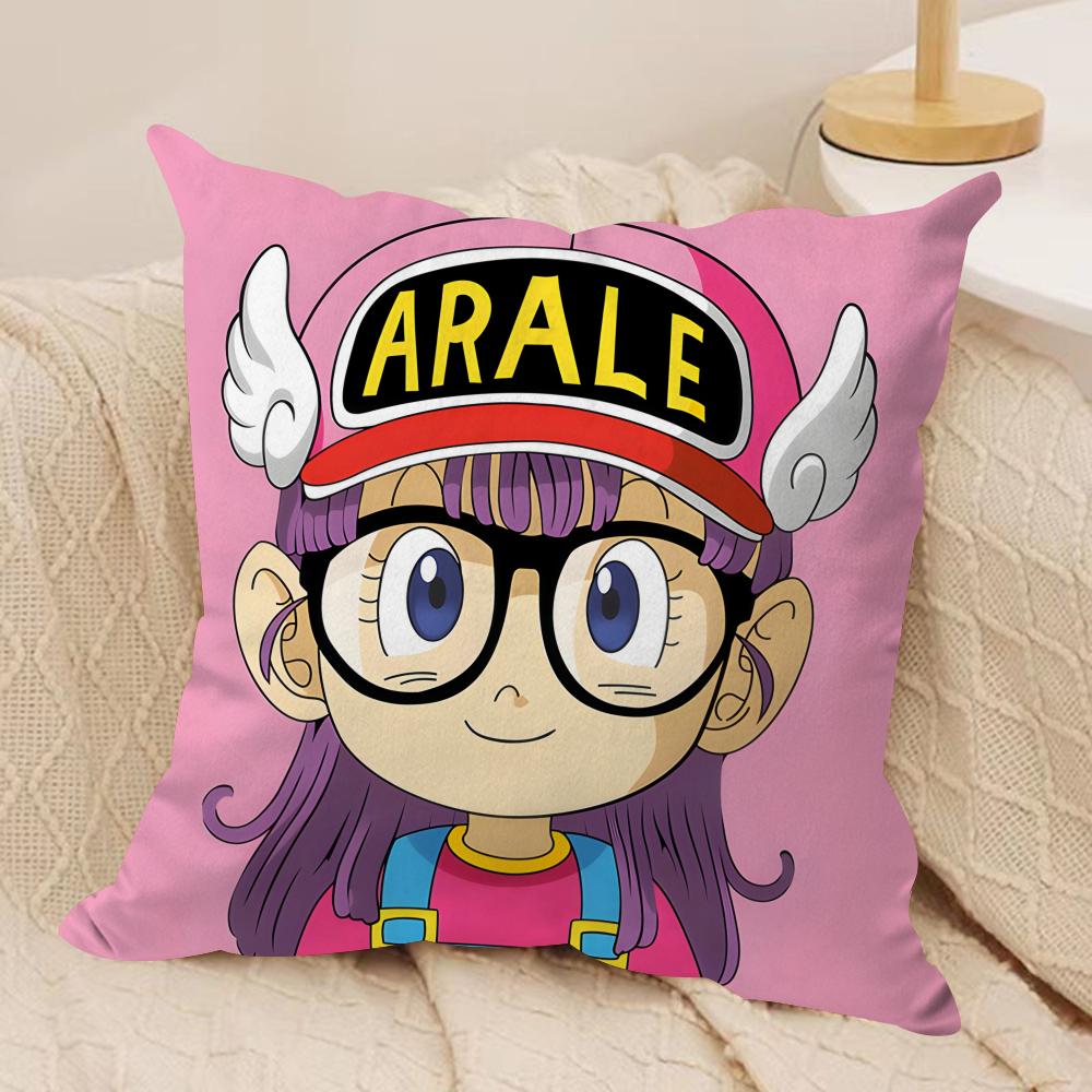 Dr Slump A-Arale Chan Cushion Cover Silky Short Plush Invisible Zipper Dustproof Sofa Pillow Case For Home Decor