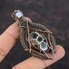 Moroccan Mud Crack Fossil Copper Pendant Wire Wrapped Pendant Handmade Copper Jewelry Moonstone Pendant Dainty Gemstone Jewelry Gift For Her