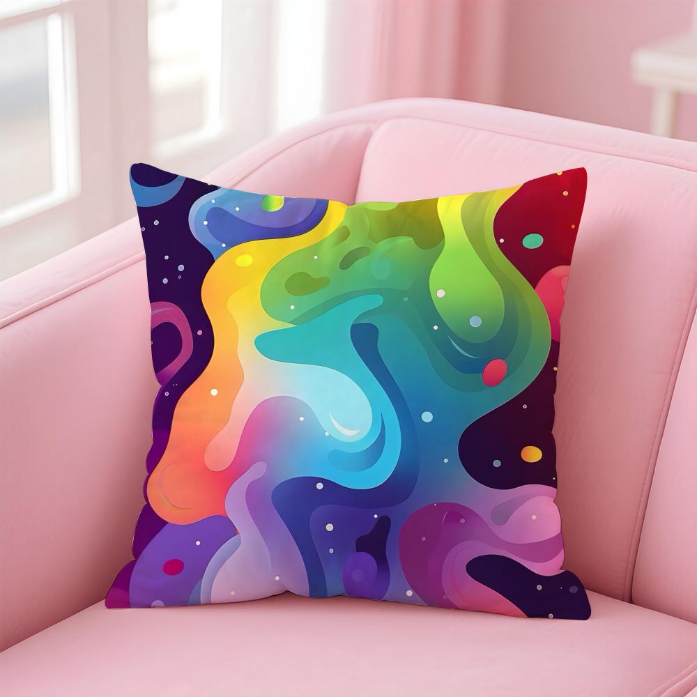 Dopamin-Stil Malerei Kissenbezug Kissenhülle Kurzer Plüsch Verdeckter Reißverschluss Raum Sofa Kissenbezug