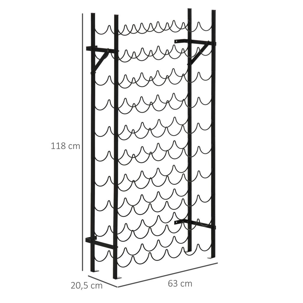 Wine Holder Rack with 10 Tier 60 Bottles Storage Ideal Bar Display In Black 63 X 20.5 X 118cm