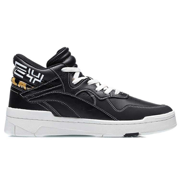 Disney x Li Ning Wave Superwave Slip Resistant Abrasion Resistant Mid top Skateboard Shoes Men's Black White AGCQ179-3