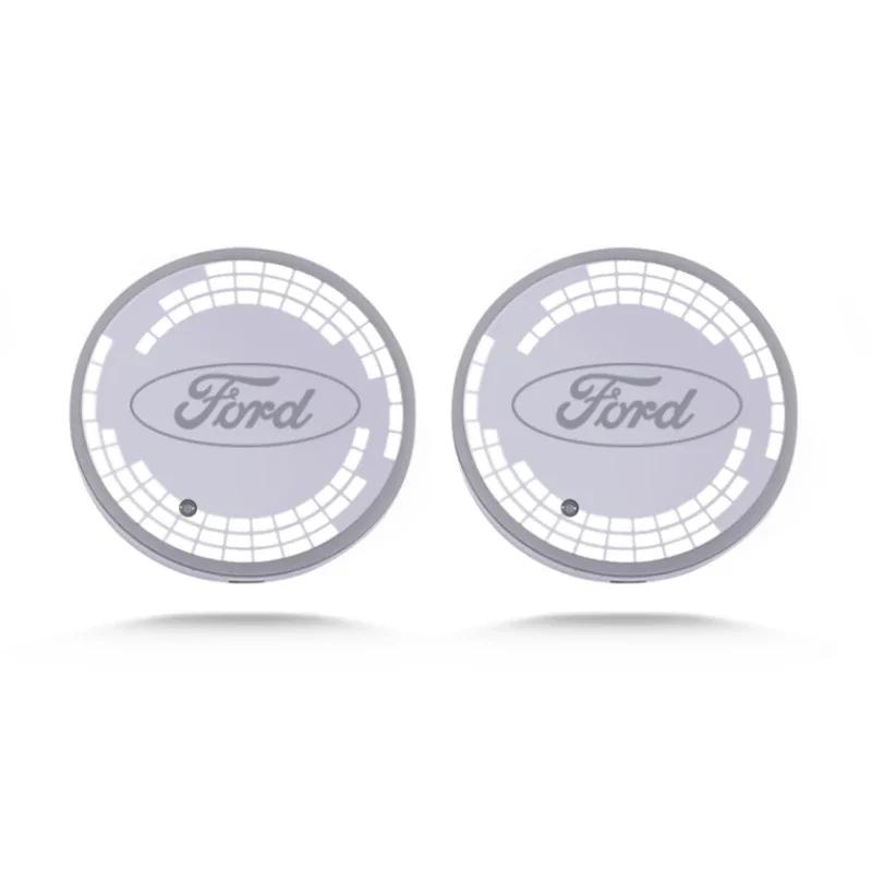 Car Sticker Car LED Coaster Light Water Cup Bottle Holder Mat for Ford Focus 3 MK2 Fiesta MK7 Mondeo Mk4 Fusion Kuga Ranger Acce