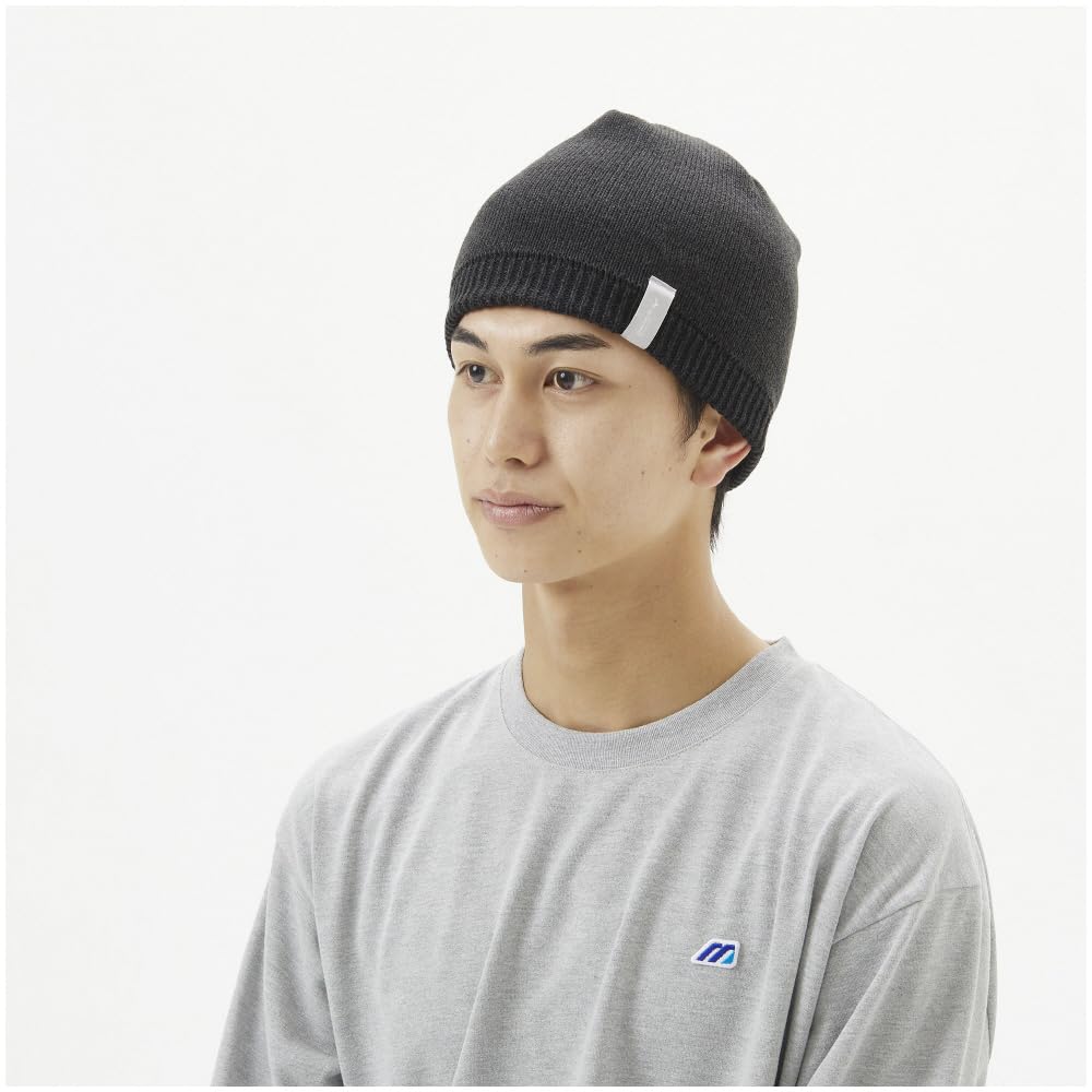 Mizuno Breath Thermo Knit Logo Winter Knit One Size Fits Most Cap, Heat-Generating Material, Name, Hat, Black,