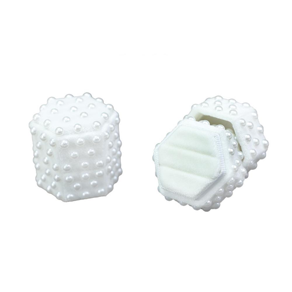 

Luxury Rings Bearer Box Hexagon Rings Display Case Portable Jewelry Organizer Gifts Double Ring