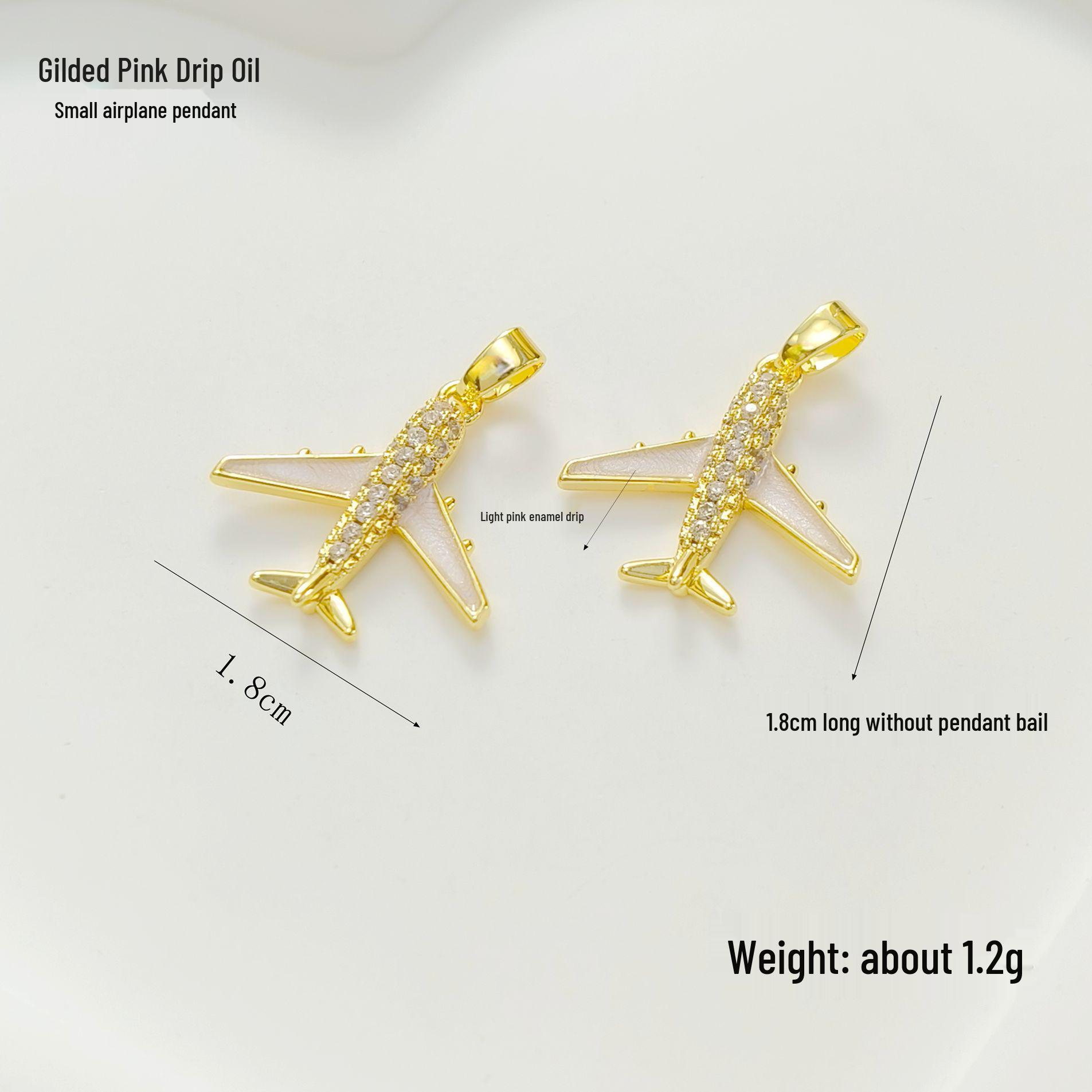 Gold-Plated Copper Airplane Pendant Necklace with Zircon, Women s Simple Versatile Jewelry Accessory.