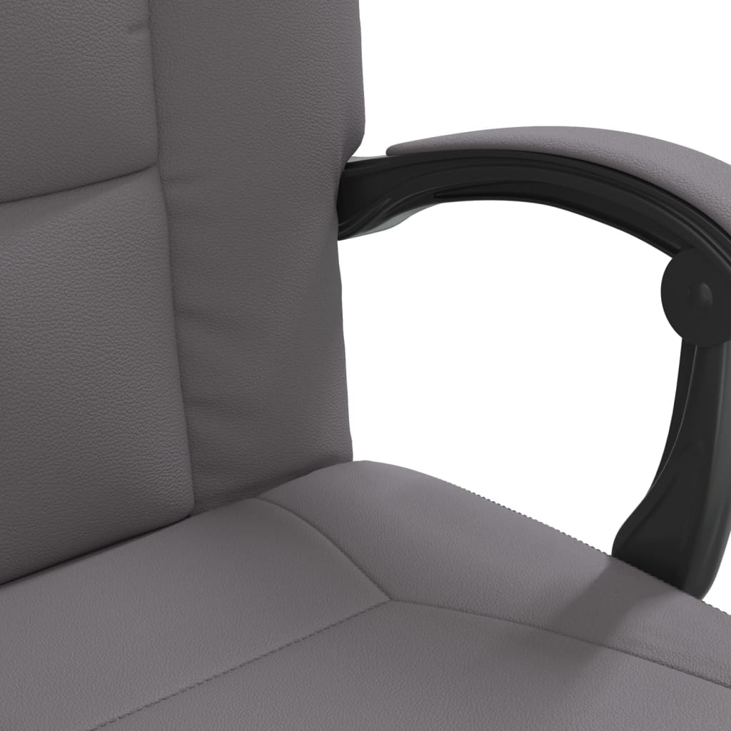 Office Chair with Reclining Function Grey Faux Leather