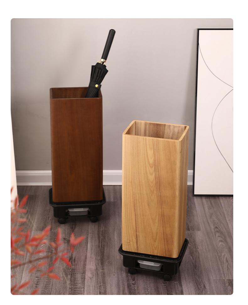 Luxury Solid Wood Umbrella Stand: Large-Capacity Hotel & Home Entryway Storage with Customizable Logo