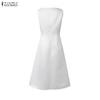 ZANZEA Women Casual Round Neck Solid Color Sleeveless Dress