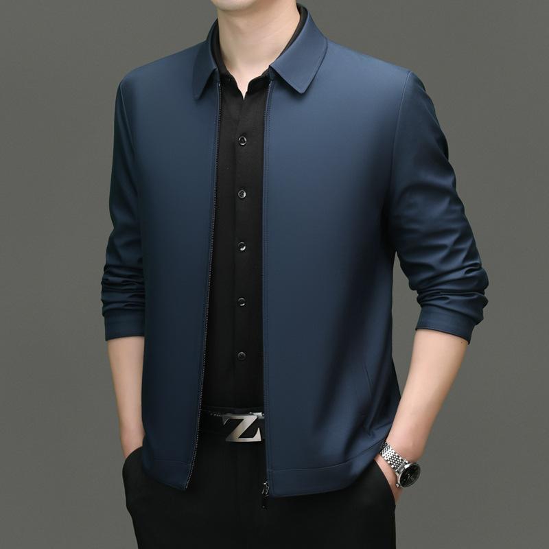 Lapel Jacket Zipper Business Jacket Middle-aged Men's Jacket Dad Jacket
