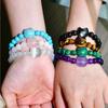 Stylish Women's Bracelet Cats Head and Healing Crystals Beaded Handchain Spiritual Healing Jewelry for Daily Wear