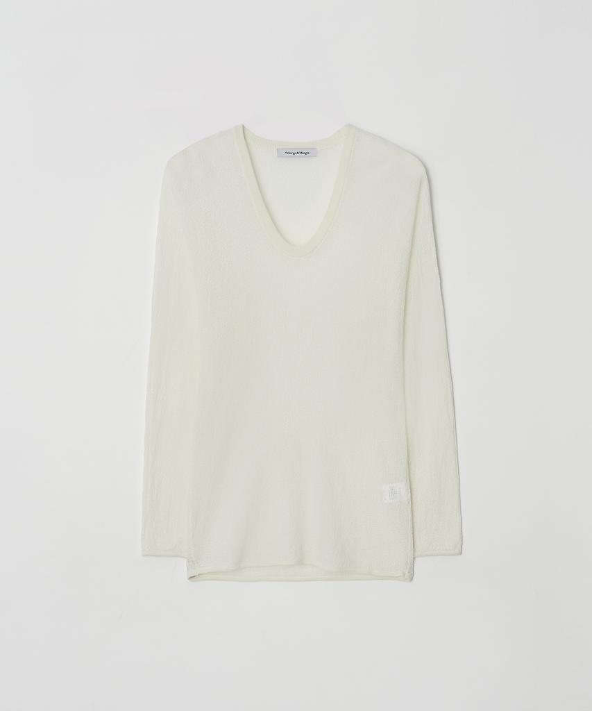 Meojiaenminggeul Robin Sheer Dry Terry Boucle Knit Top (Ivory)