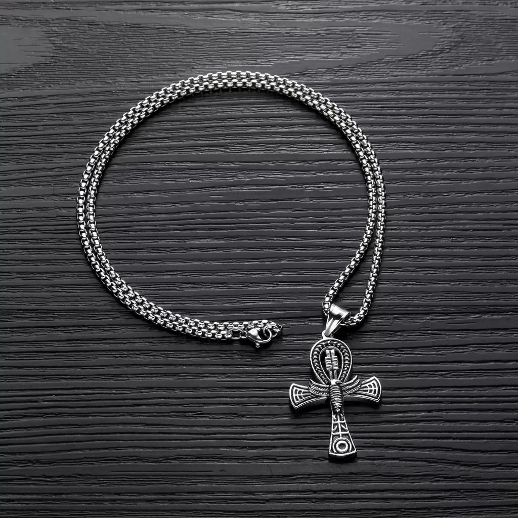 Gold Egyptian Anka Cross Hip Hop Hippop Couple Cool Handsome Necklace Pendant Bouncing Accessories