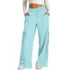 Women's Casual Fashion Solid Color Elastic Waist Drawstring Workwear Wide Leg Pants With Pockets