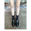 Whole Cowhide~ Retro Lock Leather Platform Women's Lace-up Thick Heel Muffin British with Skirt Small Leather Shoes