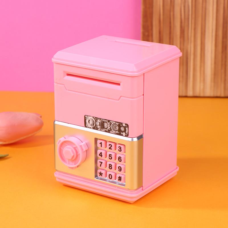

1 шт. Мини-банкомат, копилка для денег, новый пароль, детская копилка, игрушки для финансовых сбережений, детский подарок для мальчиков и девочек розовый