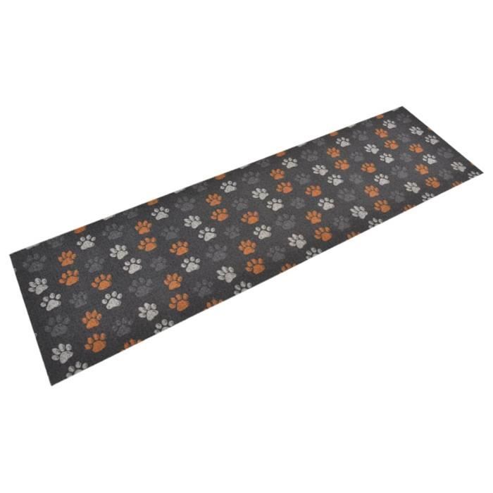 VidaXL Tapis de cuisine lavable impression de pattes 45x150 cm velours 136573