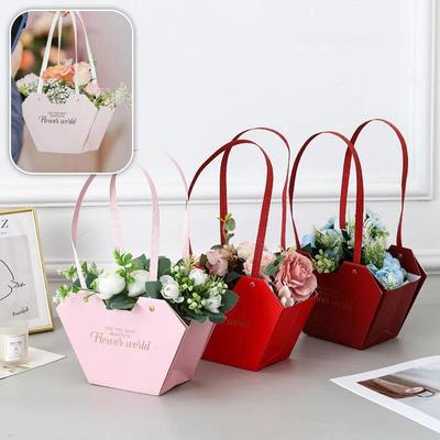 1 Stück Tragbarer Blumenkorb Rose Blumenverpackungsbox Geschenktüte Für Hochzeit Geburtstag Weihnachtsfeier Blumenstrauß Dekor Zubehör
