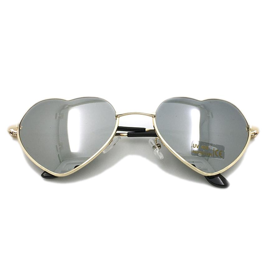 Women Sunglasses Cute Heart Frame Mirror Fashion UV400 Protection Vintage Retro Eyewear Sun Glasses