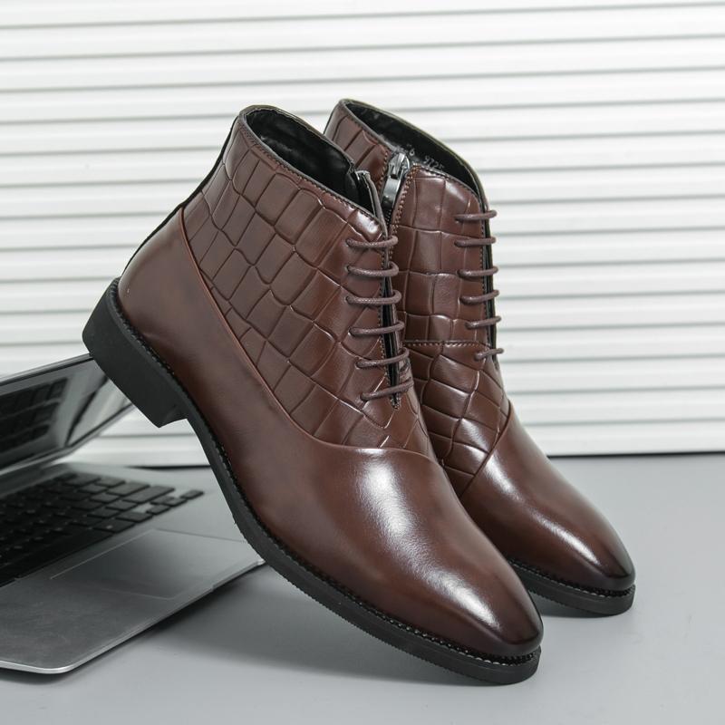 Fashion Elegantes Men's Chelsea Boots Comfortable Designer Brogue Boots for Men British Style Man Ankle Botas Abiye Formal Dress Shoes
