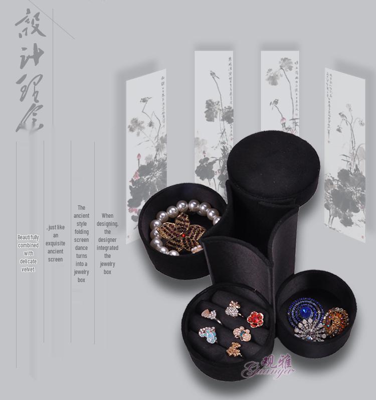 Guanya Portable Women's Jewelry Box - Simple, Ancient Style for Earrings and Rings