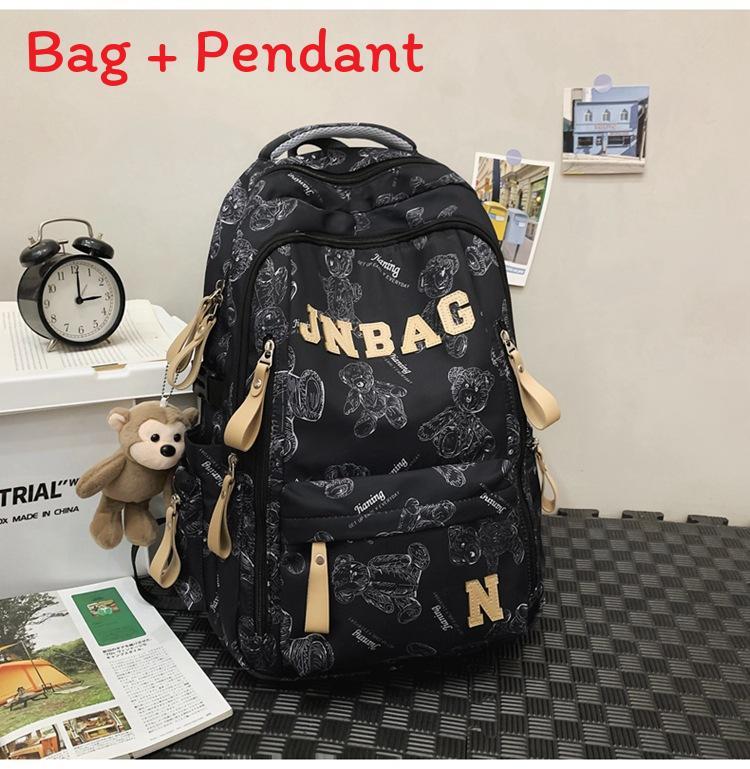 

Style Small Bear Backpack For Girls And Teens With Nylon For School Use чёрный