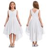 Kids Big Girl Sleeveless Pleated Chiffon Flower Wedding Bridesmaid Formal Party Dress First Communion Dress