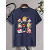 Cartoon Anime Characters Print, Men's Graphic Design Crew Neck T-shirt, Casual Comfy Tees Tshirts For Summer