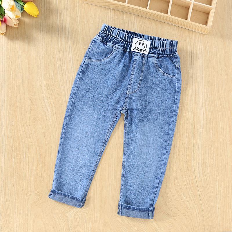 

Джинсы прямые для девочек и мальчиков Весна/Осень 2025 - Выстиранный стиль для детей среднего и большого возраста 120cm