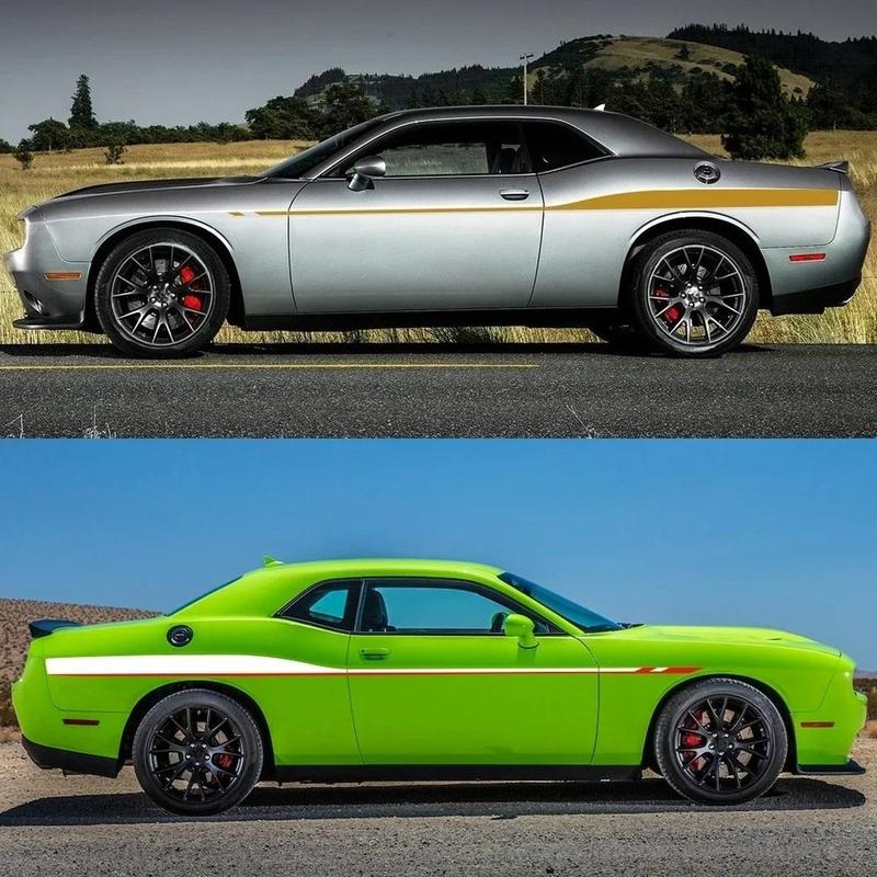 2PCS Car Door Side Skirt Line Stickers Sport Style Vinyl Decals Auto Body Decoration Stickers Accessories For Dodge Challenger