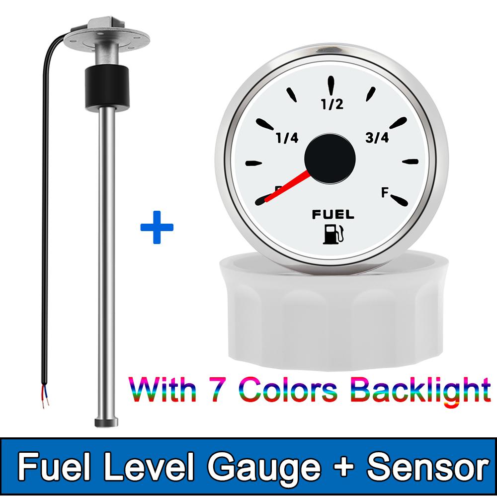 100MM Fuel Level Sensor + 52MM Fuel Level Gauge 0-190 Ohm Fuel Oil Tank Level Meter Sensor For Boat Car Yacht Marine 9-32V