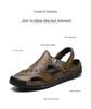 Men's Genuine Leather Cut-Out Toe Summer Sandals - Comfortable, Breathable, and Versatile for Outdoor Wear