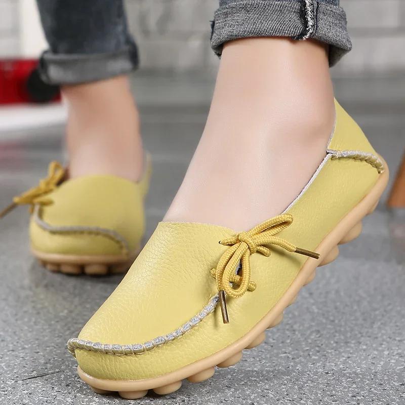 New Shoes for Women Moccasins Flats Woman Loafers Genuine Leather Female Shoes Slip On Ballet Nurse Women's Shoes