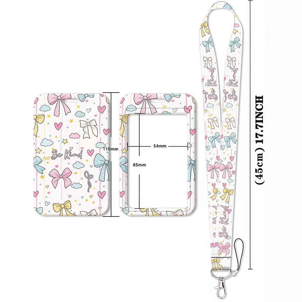 2D Fashionable Bow ID Card Holder with Detachable Lanyard. Lightweight, for Bus Cards, Student & Work IDs.
